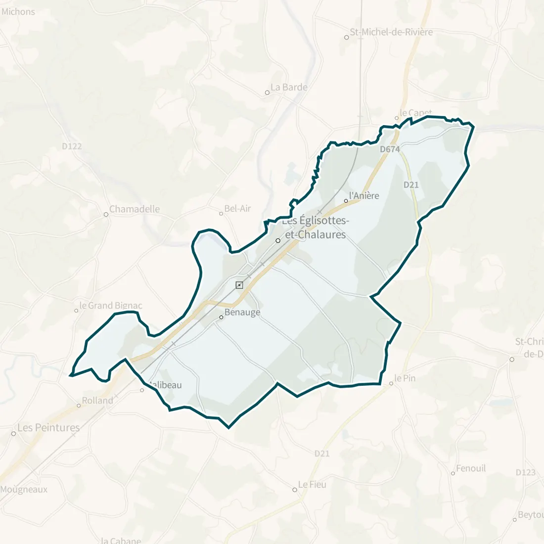 Carte : Les Églisottes-et-Chalaures